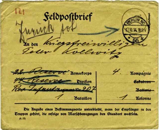 Karl and Käthe Kollwitz to their son Peter, 17 Oct 1914