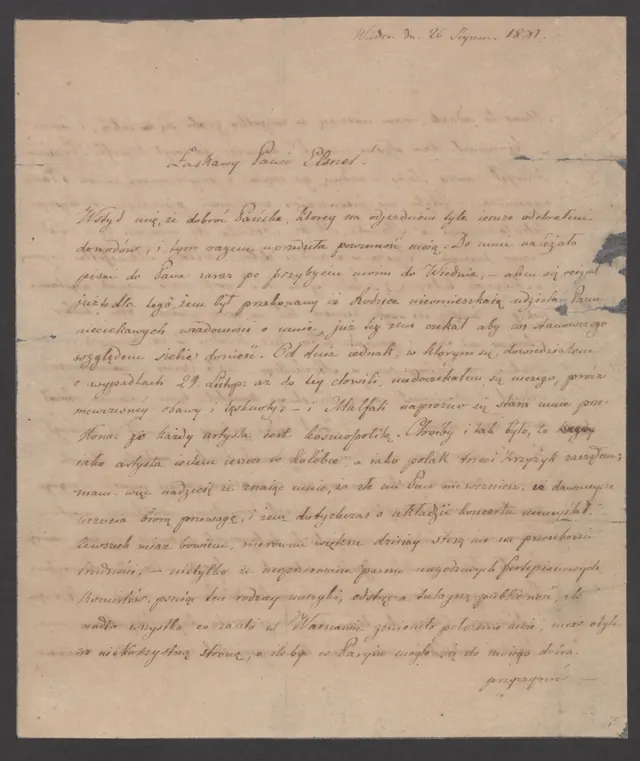 Fryderyk Chopin to Józef Elsner, 26 Jan 1831