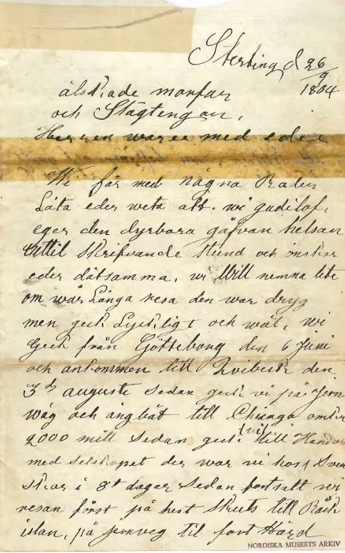 Emigrants to their grandfather and relatives, 26 Sep 1864