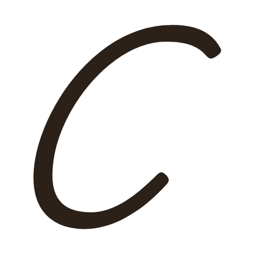 handwritten uppercase c in American cursive