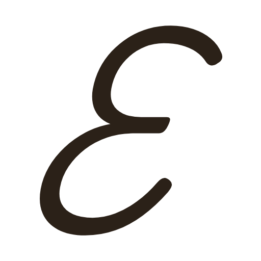 handwritten uppercase e in American cursive
