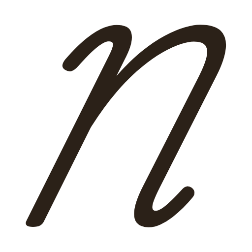 handwritten uppercase n in American cursive