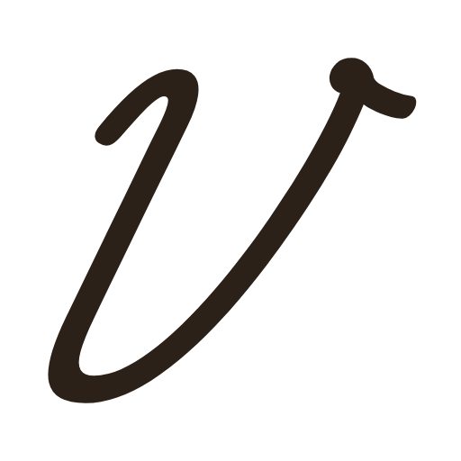 handwritten uppercase v in American cursive